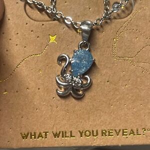 Silver Octopus Pendant Necklace with Blue Stone